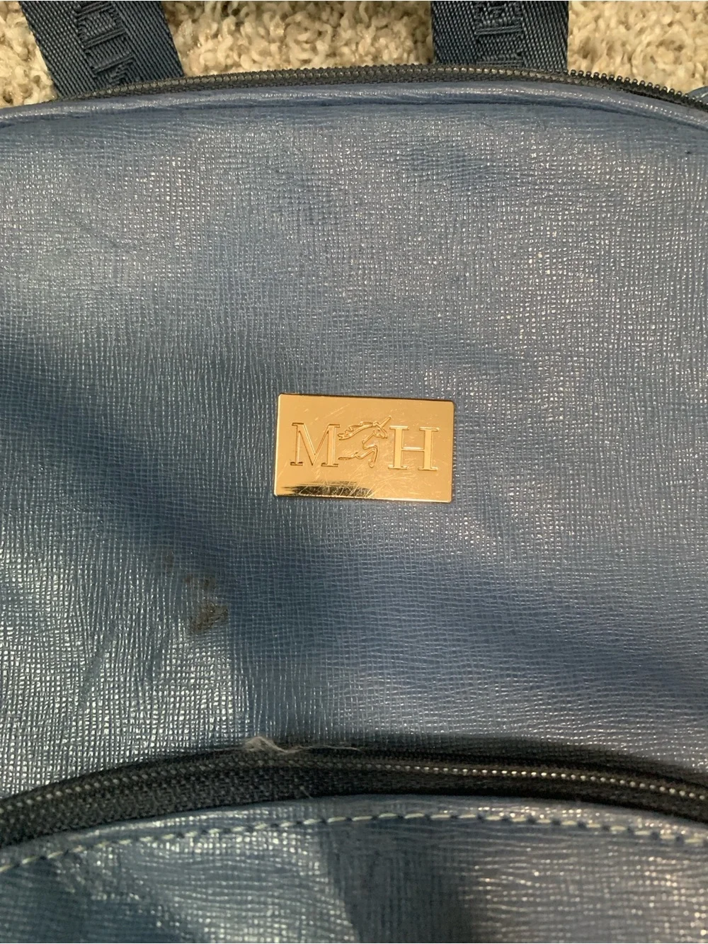 Mario Hernandez Butterfly Genuine Leather Blue Backpack